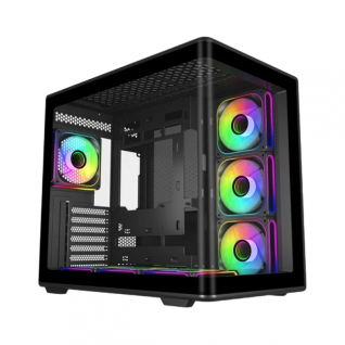 Gabinete Cooler Master Elite 600 | Media Torre | ATX / Micro-ATX / Mini-ITX | USB-C 3.2 / USB-A 3.1 | Cristal Templado Panor&aacute;mico Curvo | Incluye 7 Ventiladores ARGB | Negro | E600-KGNN-S02