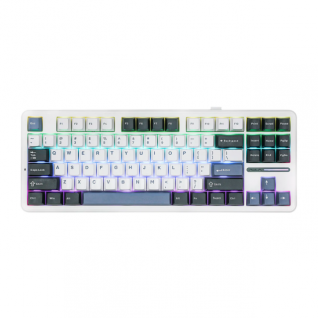 Teclado Gamer Mec&aacute;nico Al&aacute;mbrico AULA F87 | TKL | Switch Lineal Graywood V3 | Gasket Mount | Espa&ntilde;ol | RGB | Gris / Blanco / Azul | F87 GREY+WHITE+BLUE WIRED KEYBOARD(GREY WOOD V3 SWITCH)
