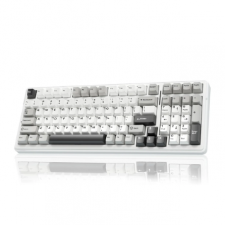 Teclado Mec&aacute;nico Inal&aacute;mbrico AULA F99 | 96% | Switch Lineal Graywood V3 | Hot Swap | Gasket Mount | 2.4 GHz / Bluetooth 5.0 / USB | Ingl&eacute;s | RGB | Blanco / Negro | F99 GREY+WHITE+DARK GREY KEYBOARD GRAY WOOD SWITCHV3