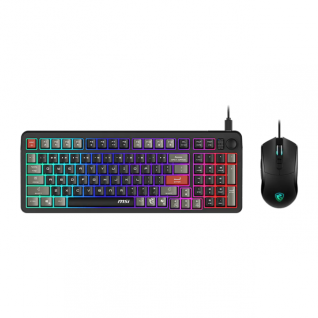 Kit de Teclado y Mouse Al&aacute;mbrico MSI FORGE GK110 COMBO | Membrana | 96% | Perilla Multimedia | 800 a 12800 DPI | USB | Windows | Ingl&eacute;s | RGB LED | Negro | FORGE GK110 COMBO US