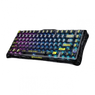 Teclado Mec&aacute;nico Inal&aacute;mbrico GravaStar Mercury K1 Lite | 75% | Switch Lineal | Hot Swap | Hasta 235 Horas de Bater&iacute;a | Dual Gasket Mount | Top Mount | 2.4 GHz / Bluetooth 5.0 / USB-C | Ingl&eacute;s | RGB | Negro | GS K1 LITE_XTAL_BLK