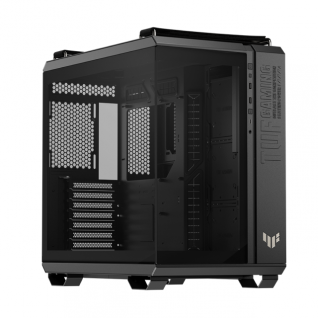 Gabinete ASUS TUF Gaming GT502 Horizon | Media Torre | ATX / Micro-ATX / Mini-ITX | USB-A 3.2 / USB-C 3.2 | Dise&ntilde;o Panor&aacute;mico con Cristal Templado | Doble C&aacute;mara | Negro | GT502 FV/BLK/TG
