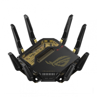 Router Gamer ASUS ROG Rapture GT-BE98 Pro Edition 20 | Wi-Fi 7 | Cu&aacute;druple Banda 2.4 GHz / 5 GHz / 2 x 6 GHz | AiMesh | RGB | Negro | GT-BE98 PRO