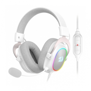 Diadema Alámbrica Redragon Zeus X | Micrófono Flexible Unidireccional | 7.1 Surround | Controlador de Audio | PC / PS4 / Switch | RGB | Blanco | H510W-RGB