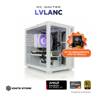 PC Gamer Igniter LVlanc | R5 5500X3D | RX 9060 XT 8GB | 16GB de RAM | 1TB SSD + Adaptador Wi-Fi y Bluetooth + Kit de Herramientas AMD