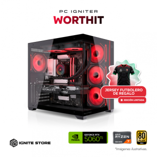PC Gamer Igniter WorthIT | AMD Ryzen 7 7800X3D | NVIDIA GeForce RTX 5060 Ti 16GB | 32GB RAM DDR5 | SSD 1TB + Jersey Futbolera Edición Limitada de Regalo