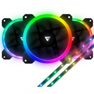 KIT DE VENTILADORES GAME FACTOR RGB FKG400 OPTICAL + CONTROLADOR