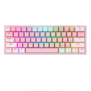 TECLADO GAMER REDRAGON FIZZ PRO PINK-WHITE INALAMBRICO - SWITCH RED - K616-RGB-P-W