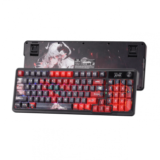 Teclado Gamer Mecánico Inalámbrico Redragon ARTEMIS K719 PRO | 96% | Switch Lineal | Pantalla LCD Interactiva | Gasket Mount | Perilla de Volumen | 2.4 GHz / Bluetooth / Cable | Inglés | RGB | Negro / Rojo | K719AK-RGB-PRO