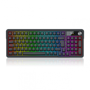 Teclado Mec&aacute;nico Inal&aacute;mbrico Redragon EISA LCD K719 | 95% | Switch Lineal Yolk | Hot Swap | Pantalla LCD | Gasket Mount | 2.4 GHz / Bluetooth / USB | Espa&ntilde;ol | RGB | Negro | K719RGB-PRO SP