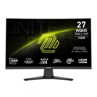 Monitor Curvo MSI MAG 275CQF E18 | 27" | WQHD | 2560 x 1440 (Rapid VA) | 180 Hz | 0.5 ms (GTG) | 1500R | FreeSync / HDR | Negro | 9S6-3CE91H-004