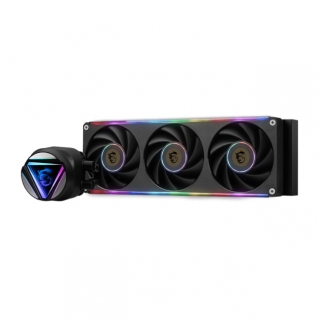 Enfriamiento Líquido MSI MAG CORELIQUID C360 V2 | Dos Bloques de Agua Intercambiables | 360 mm | Hasta 4200 RPM | AM5 / AM4 / TR4 | LGA 1851 / 1700 / 1200 / 1156 / 1155 / 1151 / 1150 | ARGB | Negro | MAG CORELIQUID C360 V2