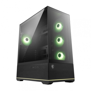 Gabinete MSI MAG PANO 110R PZ | Media Torre | ATX / Micro-ATX / Mini-ITX | Back Connect | 2 x USB-A / 1 x USB-C | Incluye 4 Ventiladores ARGB | Cristal Templado Panor&aacute;mico | Negro | MAG PANO 110R PZ