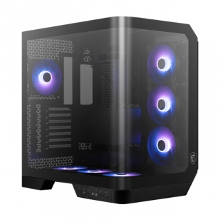 Gabinete MSI MAG PANO 120R PZ | Media Torre | E-ATX / ATX (Soporta Back Connect) / M-ATX / ITX | USB 3.2 | Cristal Templado Panorámico | 7 Ventiladores ARGB Pre-Instalados | Negro | MAG PANO 120R PZ