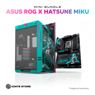 Mini Bundle ASUS ROG x Hatsune Miku | Tarjeta Madre ROG STRIX X870E-H GAMING | Gabinete ROG STRIX HELIOS II GX601S