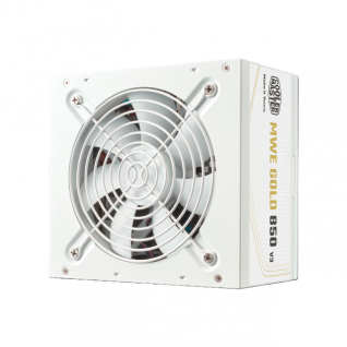 Fuente de Poder Cooler Master MWE Gold 850 V3 ATX 3.1 | 850W | 80 PLUS Gold | 24-pin ATX | 120 mm | No Modular | Blanco | MPE-8506-ACAG-GUS