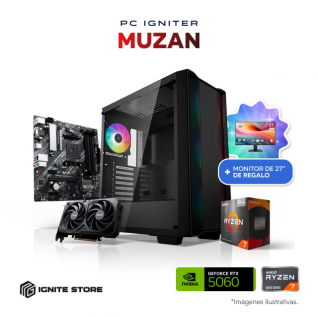 PC Igniter Muzan | R7 5700G | RTX 5060 8GB | 32GB de RAM | SSD 1TB + Monitor de 27"