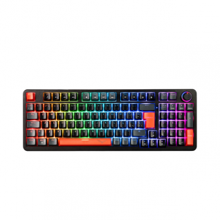 Teclado Gamer Al&aacute;mbrico Mec&aacute;nico Naceb Red Phyton | 95% | Switch Brown | Perilla Multimedia | Espa&ntilde;ol | RGB | Negro / Gris / Rojo | NA-0972N