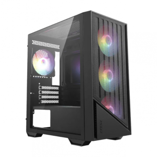 Gabinete MSI PRO FORGE M051A | Mini Torre | Micro-ATX / Mini-ITX | 3 x USB-A | Incluye 4 Ventiladores RGB | Cristal Templado | Negro | PRO FORGE M051A