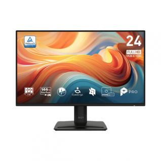 Monitor Gamer Plano MSI PRO MP242 E14A | 23.8" | 1920 x 1080 (FHD) | IPS | 144Hz | 1ms (MPRT) / 4ms (GTG) | HDR Ready / Adaptive Sync | Bocinas Integradas | HDMI 2.0 / DisplayPort 1.2 / D-Sub (VGA) / Jack 3.5mm | Negro | PRO MP242 E14A