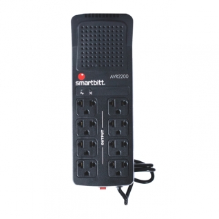 Regulador de Smartbitt R-Bitt 2200 | 2200VA / 1100 W | 8 Contactos | Regulador y Supresor de Picos | SBAVR2200