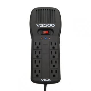 Regulador de Voltaje VICA V2500 | 2500VA / 1500 W | 8 Tomas Reguladas con Supresor de Picos | RE-96