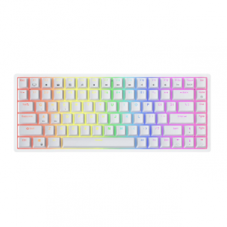 Teclado Gamer Mec&aacute;nico Inal&aacute;mbrico Royal Kludge RK84 | 75% TKL | Switch Red Hot-Swap | 2.4 GHz / Bluetooth / Cable | Espa&ntilde;ol | RGB | Blanco | RK84WH