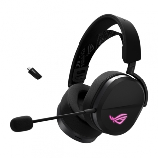 Diadema Inalámbrica ASUS ROG Pelta | Micrófono Unidireccional | Hasta 60 Horas de Batería | 2.4 Ghz / Bluetooth / Dongle y Cable USB-C a USB-A | PC / Mac / PlayStation / Nintendo Switch / iPad / iOS / Móvil | RGB / Aura Sync | Negro | ROG PELTA/BLK