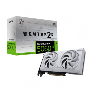 Tarjeta de Video MSI NVIDIA GeForce RTX 5060 Ti 8G VENTUS 2X OC WHITE PLUS | 8GB GDDR7 | PCIe 5.0 | 128 Bits | 1 x HDMI / 3 x DisplayPort | Blanco | RTX 5060 TI 8G VENTUS 2X OC WHITE PLUS