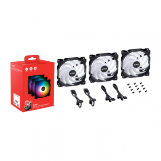 Kit de 3 Ventiladores ADATA XPG VENTO 120 ARGB PWM | 120 mm | Hasta 1,850 RPM | 24 dBA | 4 Pines | ARGB | Negro | VENTO120ARGBPWM3C-BKCWW