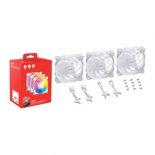 Kit de 3 Ventiladores ADATA XPG VENTO 120 ARGB PWM | 120 mm | Hasta 1,850 RPM | 24 dBA | 4 Pines | ARGB | Blanco | VENTO120ARGBPWM3C-WHCWW