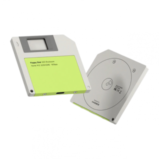 Enclosure Hagibis M.2 NVMe | Carcasa para SSD M.2 2230 / 2242 | PCIe NVMe | Conexión USB-C | USB 3.2 Gen 2 | 10 Gbps | Estilo Retro Floppy Disk | Gris / Verde | YPHN02-GRE